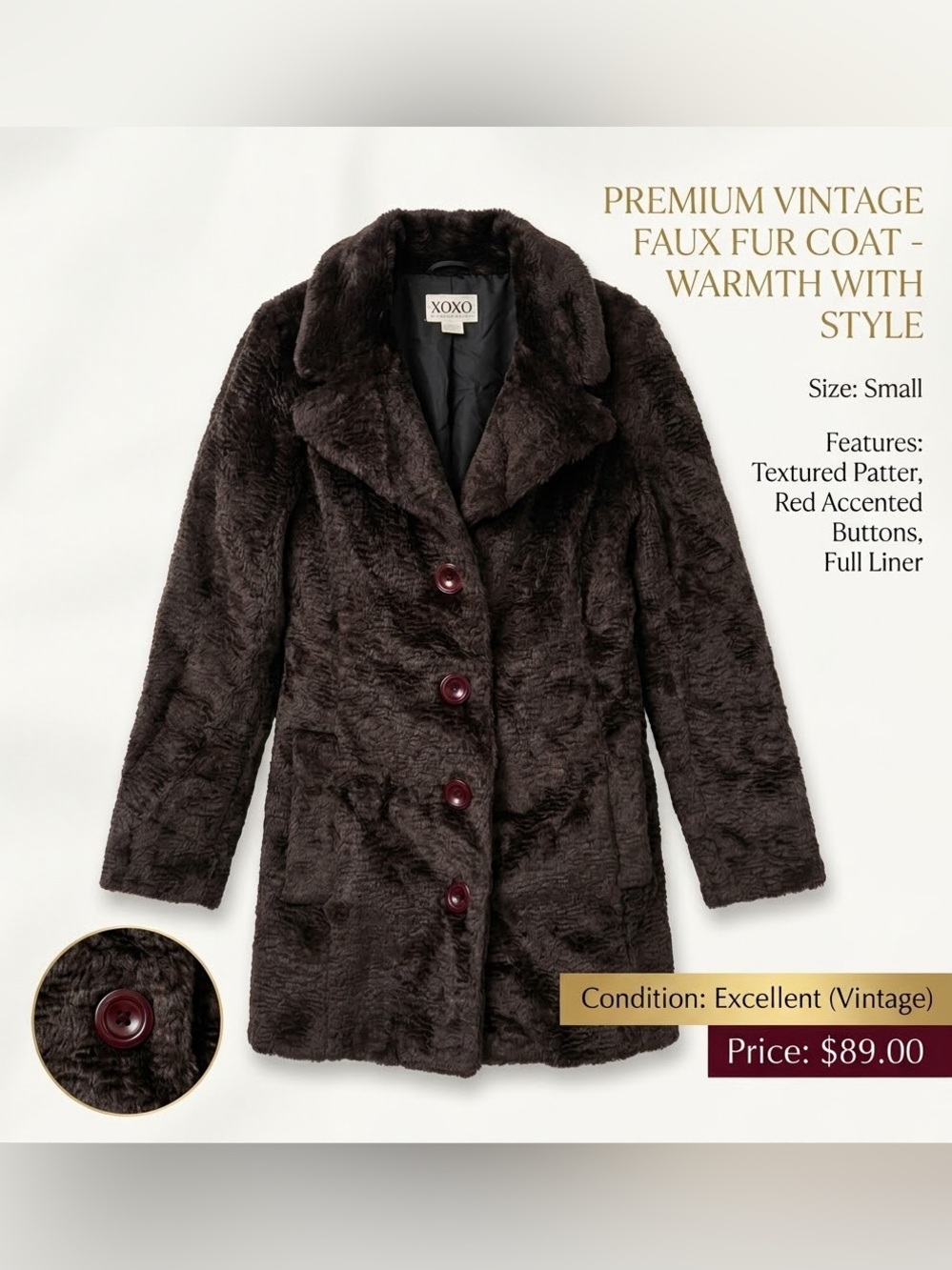 XOXO Faux Fur Brown Coat